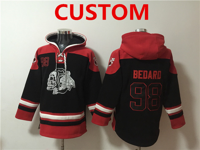 Men's Chicago Blackhawks Custom Black Lace-Up Pullover Hoodie,We sell and wholesale Men's Chicago Blackhawks Custom Black Lace-Up Pullover Hoodie on line form chian!